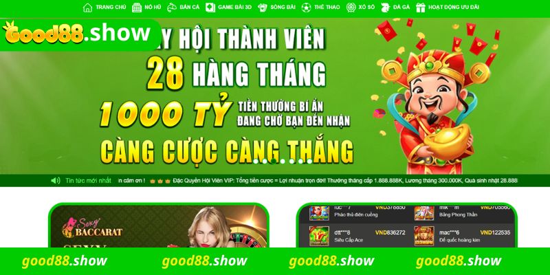 Good88 khẳng định tiềm lực tài chính qua các chương trình khuyến mãi